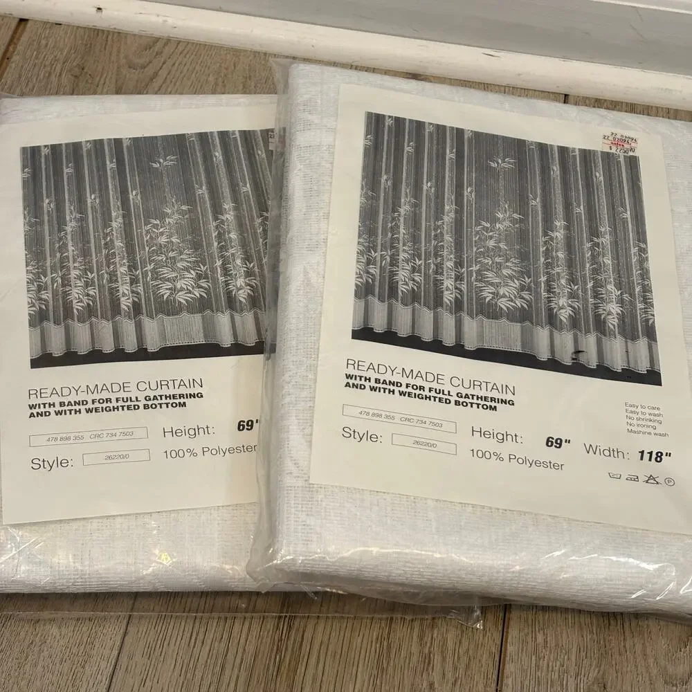 Vintage Sheer Lace Curtain Panels New 69 x 118 Full Gathering Weighted Bottom